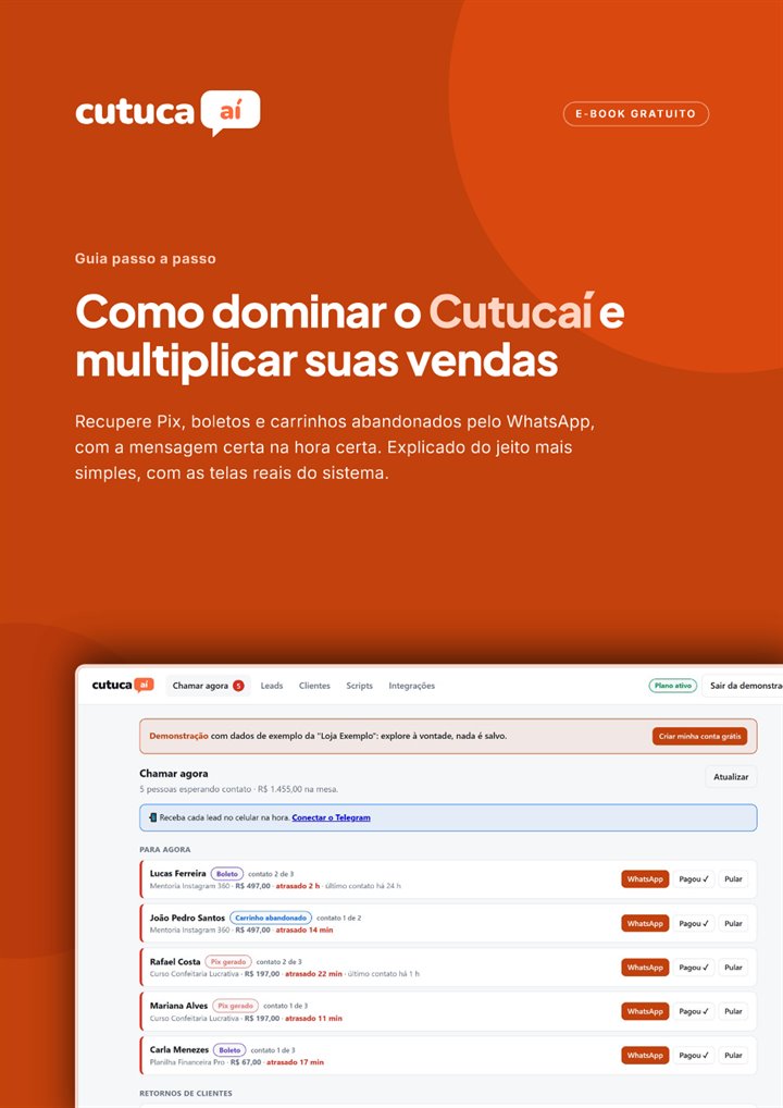 Capa do e-book: Como dominar o Cutucaí e multiplicar suas vendas